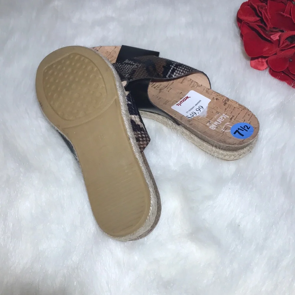 Kanna snake / black leather cork sandal